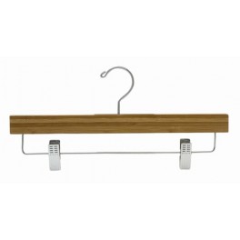 Wooden Trouser and Skirt Hanger with Clips, Dark Bamboo with Chrome Hardware