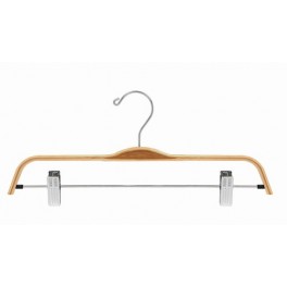 Trouser/Skirt Hanger, Duo-Tone Bamboo with Chrome Hardware