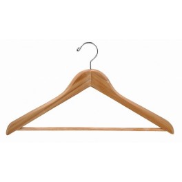 Sloped Suit Hanger with Trouser Bar, Cedar with Chrome Hardware
