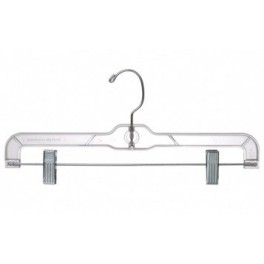 Pant and Skirt Hanger with Clips, Clear Plastic