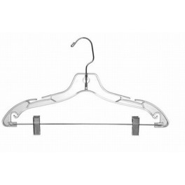 Suit Hanger with Clips, Clear Plastic