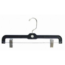 Pant and Skirt Hanger with Clips, Black Plastic