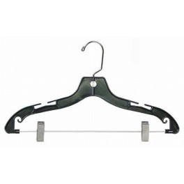 Suit Hanger with Clips, Black Plastic