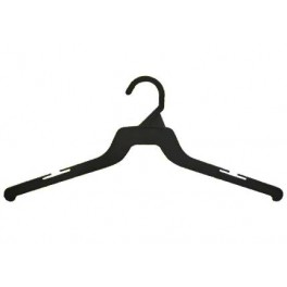 Lightweight One-Piece Top Hanger, Black Plastic, 16"