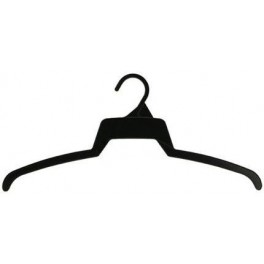 Lightweight One-Piece Top Hanger, Black Plastic, 18"