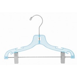 Suit Hanger with Clips, Translucent Blue Plastic, Child's 12"
