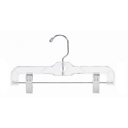 Pant and Skirt Hanger with Clips, Clear Plastic, Child's 10"