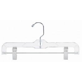 Pant and Skirt Hanger with Clips, Clear Plastic, Child's 12"