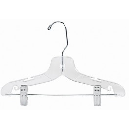 Suit Hanger with Clips, Clear Plastic, Child's 12"