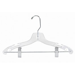 Suit Hanger with Clips, Clear Plastic, Child's 14"