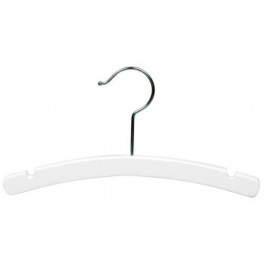 Curved Wooden Hanger with Notches, White Finish with Chrome Hardware, 10”