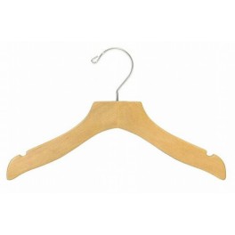 Sculpted Wooden Hanger with Notches, Natural Finish, 12”