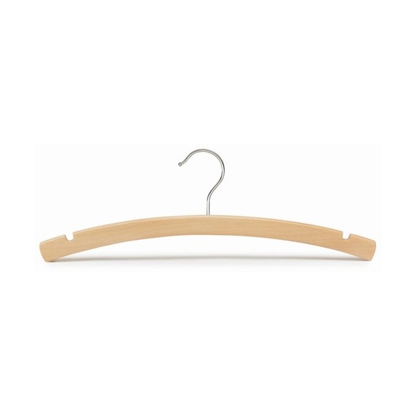 Sloped Wooden Dress Hanger with Notches, Natural Finish with Chrome  Hardware - HangersWholeSale