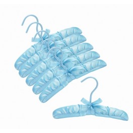 Plush Satin Hangers, Blue, 10” 