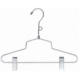 Metal Salesman’s Hanger with Clips and Loop, 12"