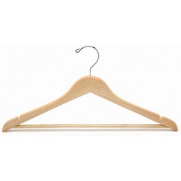 White Rubberized Wooden Suit Hanger with Solid Wood Bar, Flat 17 Inch  Rubber Coated Hangers with Chrome Swivel Hook & Notches - On Sale - Bed  Bath & Beyond - 17806613