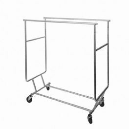 Garment Rack, Double Rod,  Folding on Wheels