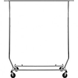 Garment Rack, Single Rod, Folding on Wheels