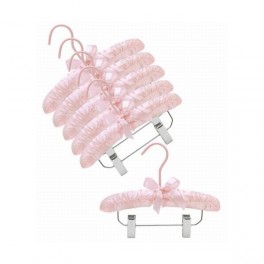 Plush Satin Hangers, Pink, 10” 