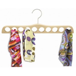 Wooden Scarf Hanger, Natural with Chrome Hardware