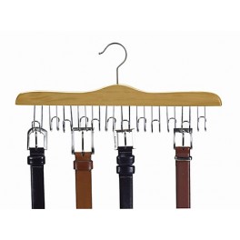 Wooden Belt Hanger, Natural Finish with Chrome Hardware