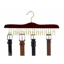 Wooden Belt Hanger, Walnut Finish with Brass Hardware