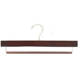 Wooden Trouser Hanger with Grip Bar, Walnut Finish with Chrome Hardware