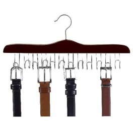 Wooden Belt Hanger, Walnut Finish with Chrome Hardware