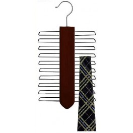 Vertical Wooden Tie Hanger, Walnut Finish with Chrome Hardware
