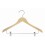 Sloped Wooden Hanger with Trouser Clips, Light Bamboo with Chrome Hardware