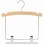 Curved Wooden Hanger with Notches and Dropped Trouser Clips, Natural Finish with Chrome Hardware, 10”