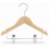 Sloped Wooden Hanger with Notches and Clips, Natural Finish with Chrome Hardware, 11&rdquo;