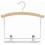 Curved Wooden Hanger with Notches and Dropped Trouser Clips, Natural Finish with Chrome Hardware, 12”