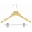 Sloped Wooden Suit Hanger with Notches and Clips, Natural Finish with Chrome Hardware, 14”