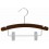 Curved Wooden Hanger with Notches and Trouser Clips, Walnut Finish with Chrome Hardware, 14&rdquo;