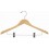 Shaped Wooden Coat Hanger with Notches and Trouser Clips (Natural Finish with Chrome Hardware)