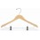 Sloped Wooden Hanger with Notches and Trouser Clips, Natural Finish with Chrome Hardware