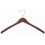 Shaped Wooden Coat Hanger with Notches, Walnut Finish with Brass Hardware