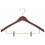 Shaped Wooden Suit Hanger with Notches and Trouser Clips, Walnut Finish with Brass Hardware