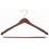 Shaped Wooden Suit Hanger with Notches and Locking Trouser Bar, Walnut Finish with Brass Hardware