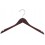 Sloped Wooden Dress Hanger with Notches, Walnut Finish with Brass Hardware