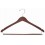 Sloped Wooden Hanger with Notches and Locking Trouser Bar, Walnut Finish with Chrome Hardware