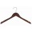 Sloped Wooden Dress Hanger with Notches, Walnut Finish with Chrome Hardware