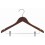 Sloped Wooden Hanger with Notches and Trouser Clips, Walnut Finish with Chrome Hardware