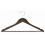Sloped Wooden Hanger with Notches and Trouser Bar, Walnut Finish with Chrome Hardware
